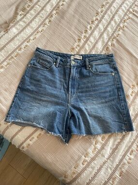 Scotch & Soda Medium Blue High-Rise Frayed Denim Shorts
